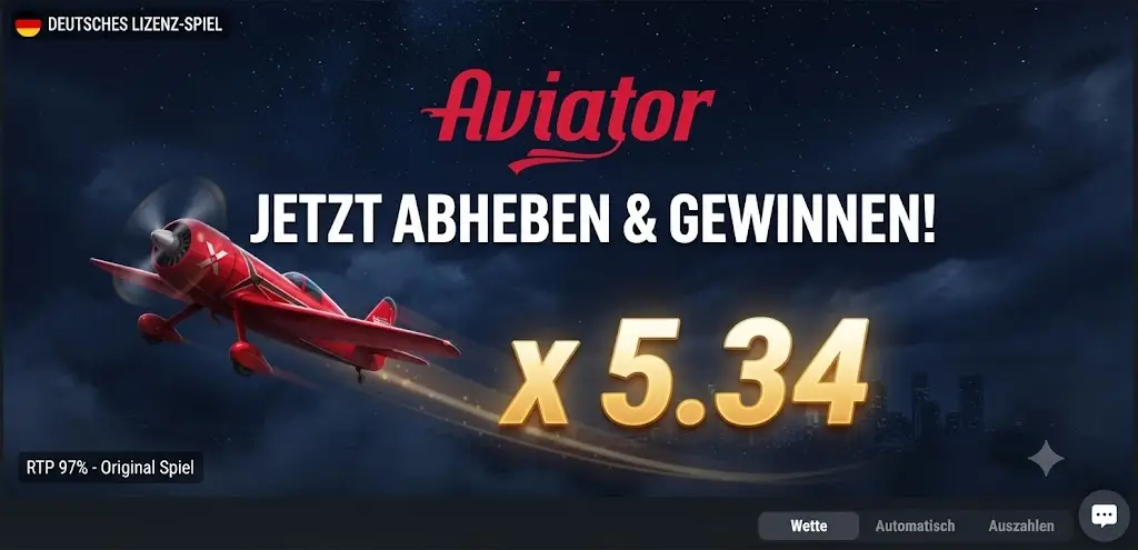 Aviator Spiel Interface mit steigendem Multiplikator